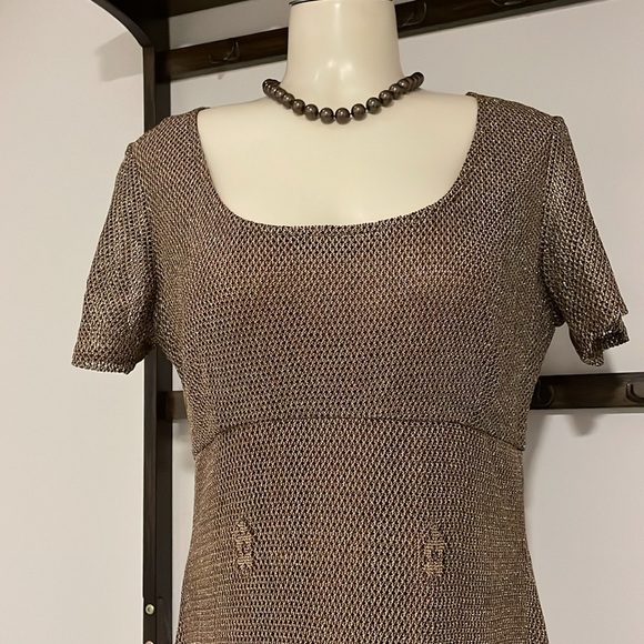 Beautiful Metallic Brown Knitted fully lined gown with scalloped edges. - Picture 3 of 12